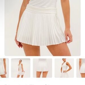 White Mini Skater Skirt with Pleats